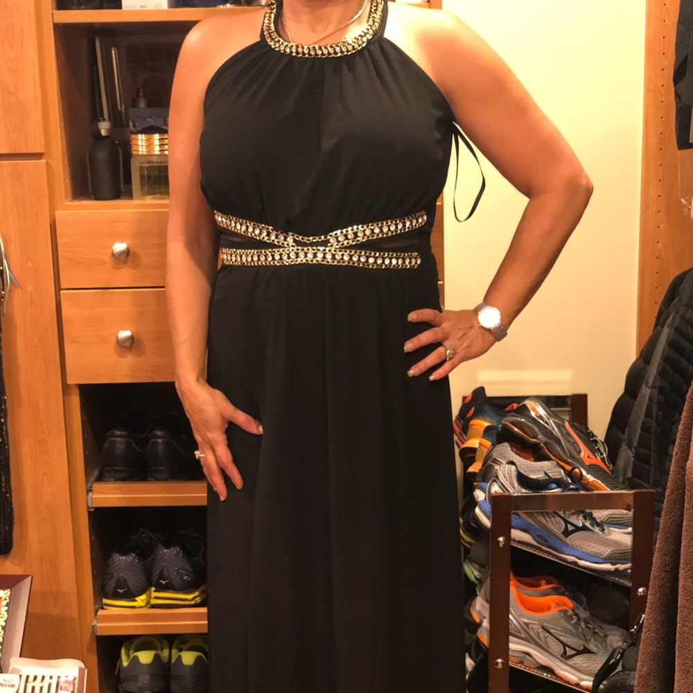 Black dress, charms, belt